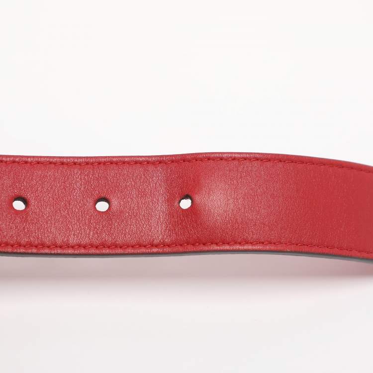 Pre Owned Gucci Red Matelassé Leather GG Marmont Belt Bag