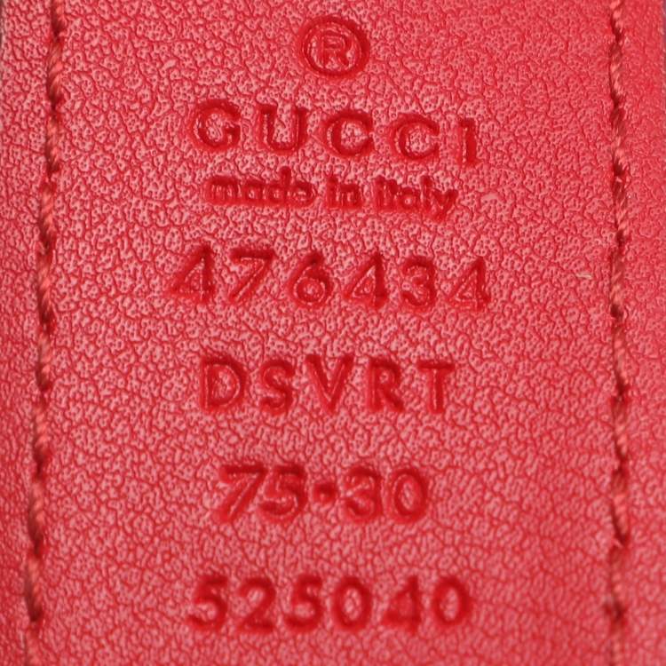 Pre Owned Gucci Red Matelassé Leather GG Marmont Belt Bag