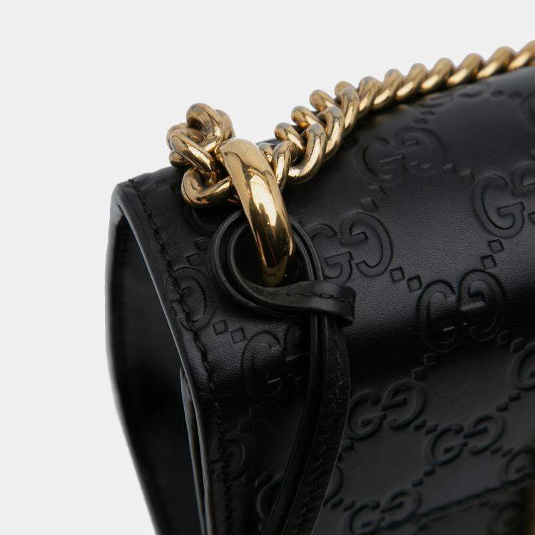 Pre Owned Gucci Black Small Guccissima Padlock Crossbody