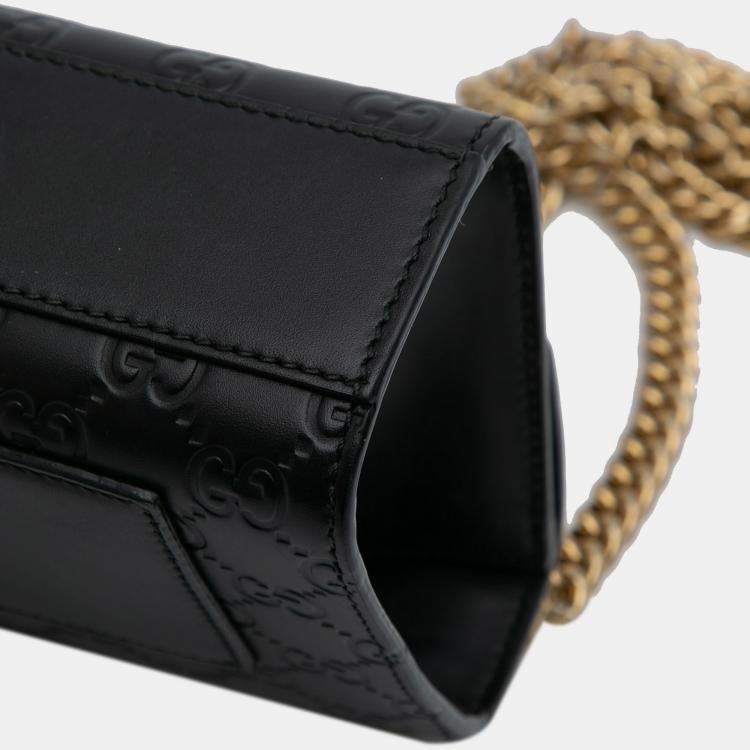 Pre Owned Gucci Black Small Guccissima Padlock Crossbody