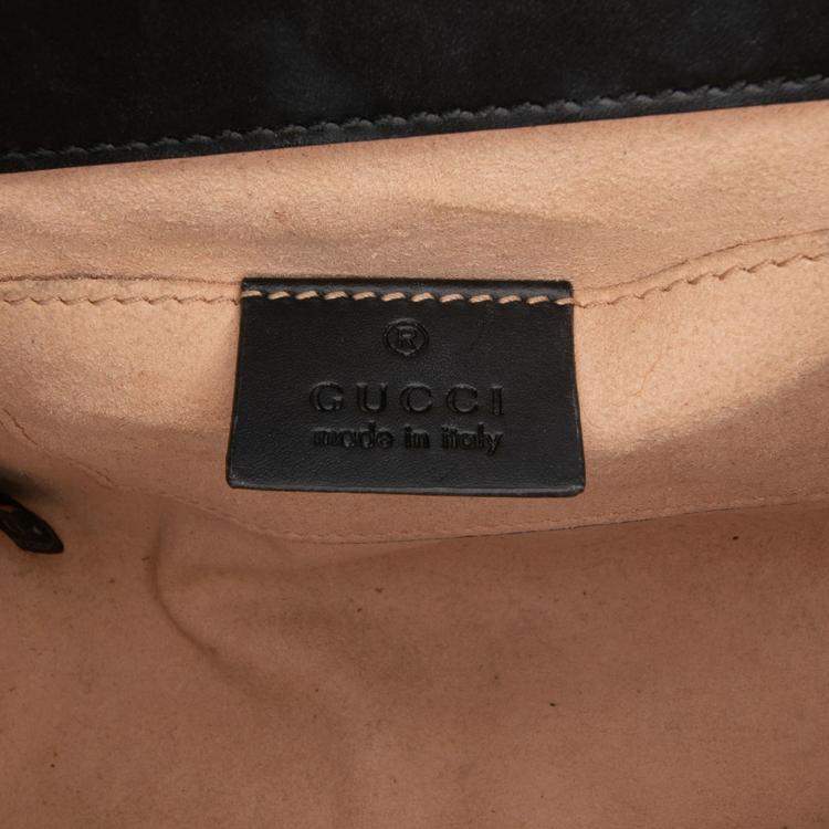 Pre Owned Gucci Black Small Guccissima Padlock Crossbody