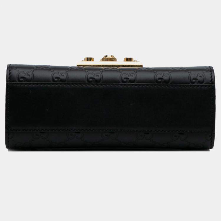 Pre Owned Gucci Black Small Guccissima Padlock Crossbody