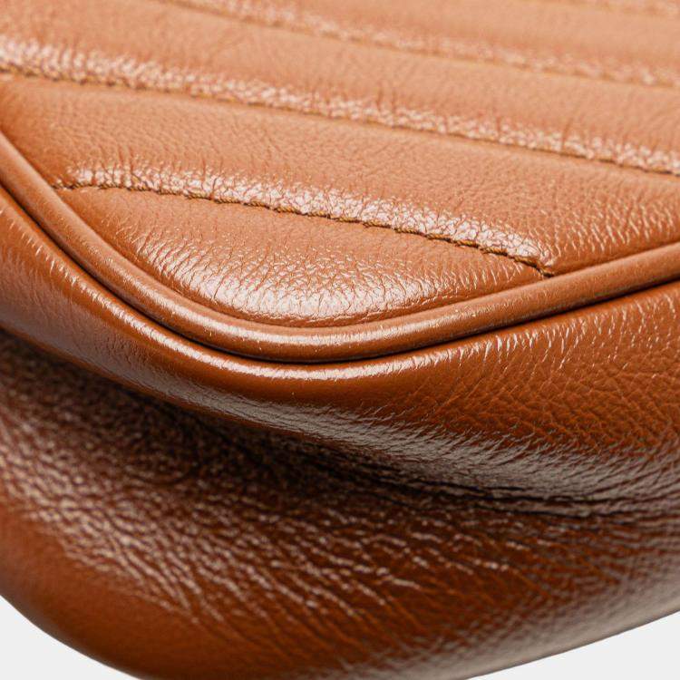 Pre Owned Gucci Brown Small GG Marmont Matelasse Leather Crossbody