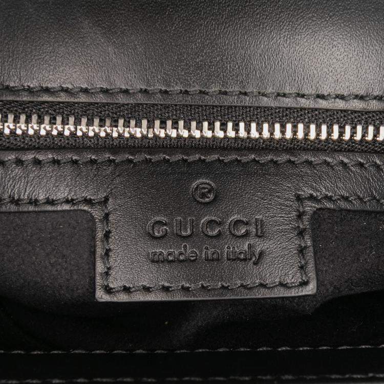 Pre Owned Gucci Black Mini Leather Petite GG Satchel