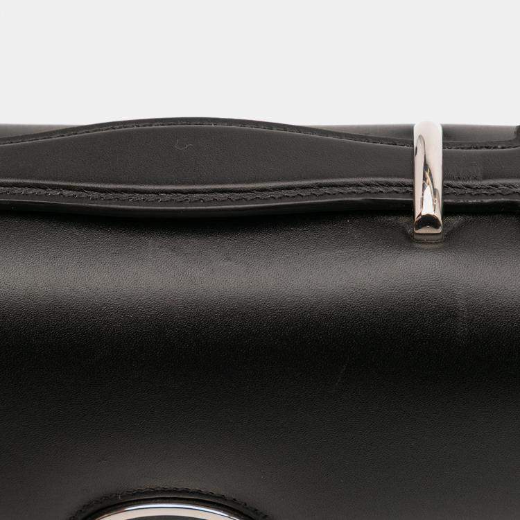 Pre Owned Gucci Black Mini Leather Petite GG Satchel