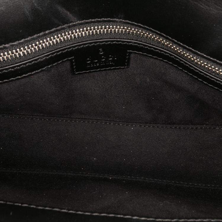 Pre Owned Gucci Black Mini Leather Petite GG Satchel