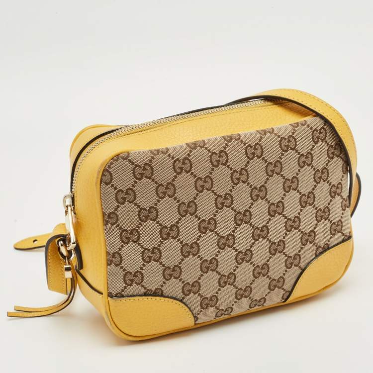 Pre Owned Gucci Yellow/Beige GG Canvas and Leather Bree Crossbody Bag