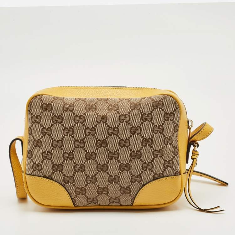 Pre Owned Gucci Yellow/Beige GG Canvas and Leather Bree Crossbody Bag