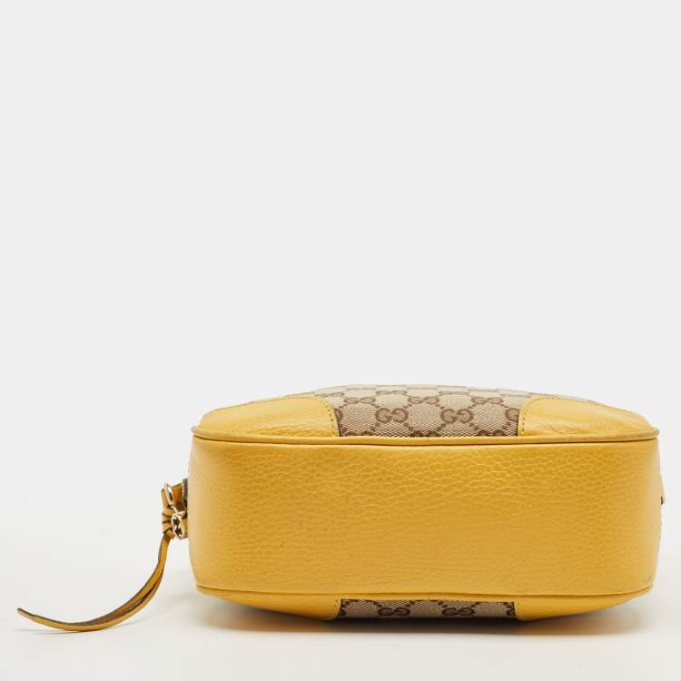 Pre Owned Gucci Yellow/Beige GG Canvas and Leather Bree Crossbody Bag