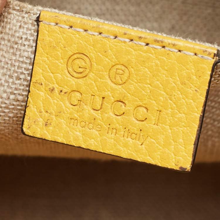 Pre Owned Gucci Yellow/Beige GG Canvas and Leather Bree Crossbody Bag