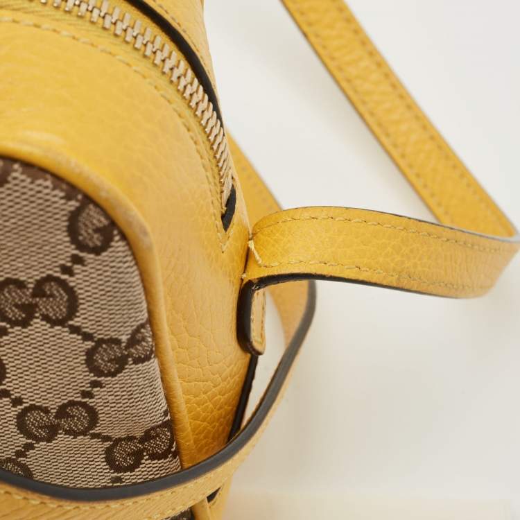 Pre Owned Gucci Yellow/Beige GG Canvas and Leather Bree Crossbody Bag