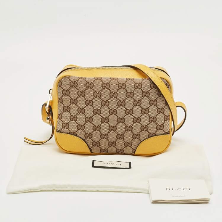 Pre Owned Gucci Yellow/Beige GG Canvas and Leather Bree Crossbody Bag