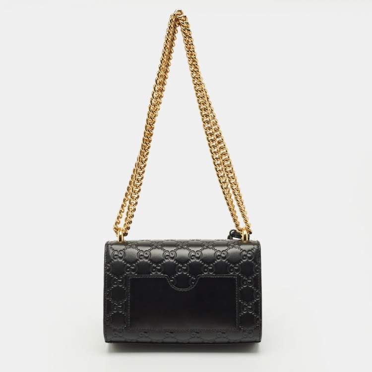 Pre Owned Gucci Black Guccissima Leather Small Padlock Shoulder Bag