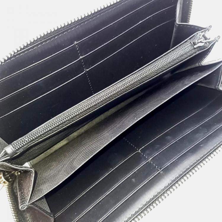Pre Owned Gucci Black Leather Cimaline Web Long Wallet