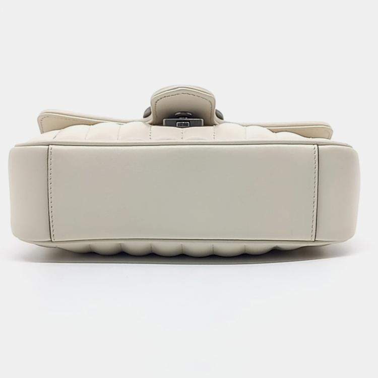 Pre Owned Gucci White Leather Matrasse Mini Shoulder Bag