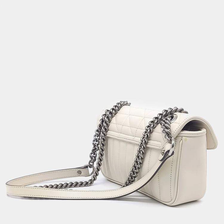 Pre Owned Gucci White Leather Matrasse Mini Shoulder Bag