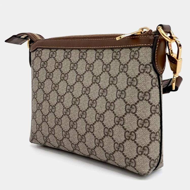 Pre Owned Gucci Beige PVC Interlocking G Clutch and Crossbody Bag