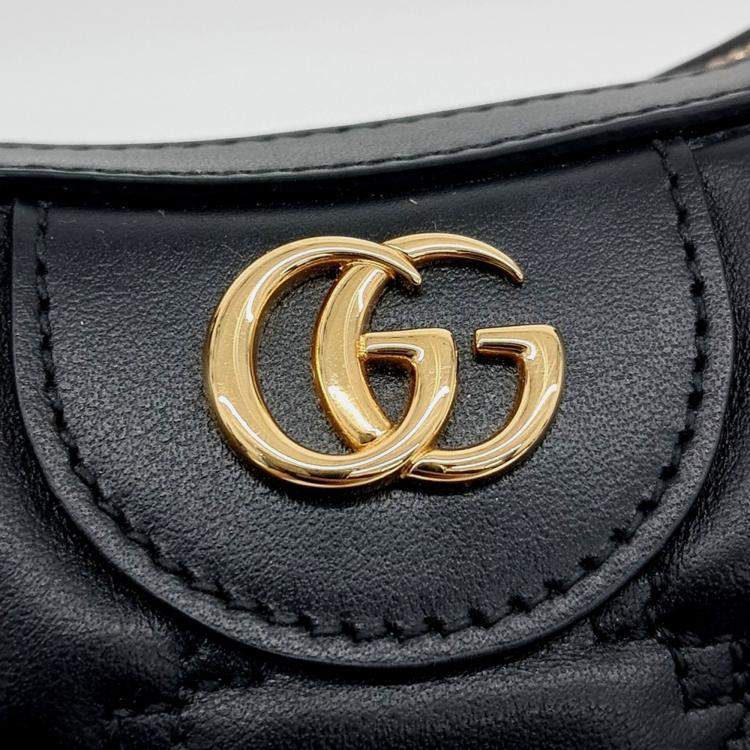 Pre Owned Gucci Black Leather GG Matelasse Small Shoulder Bag