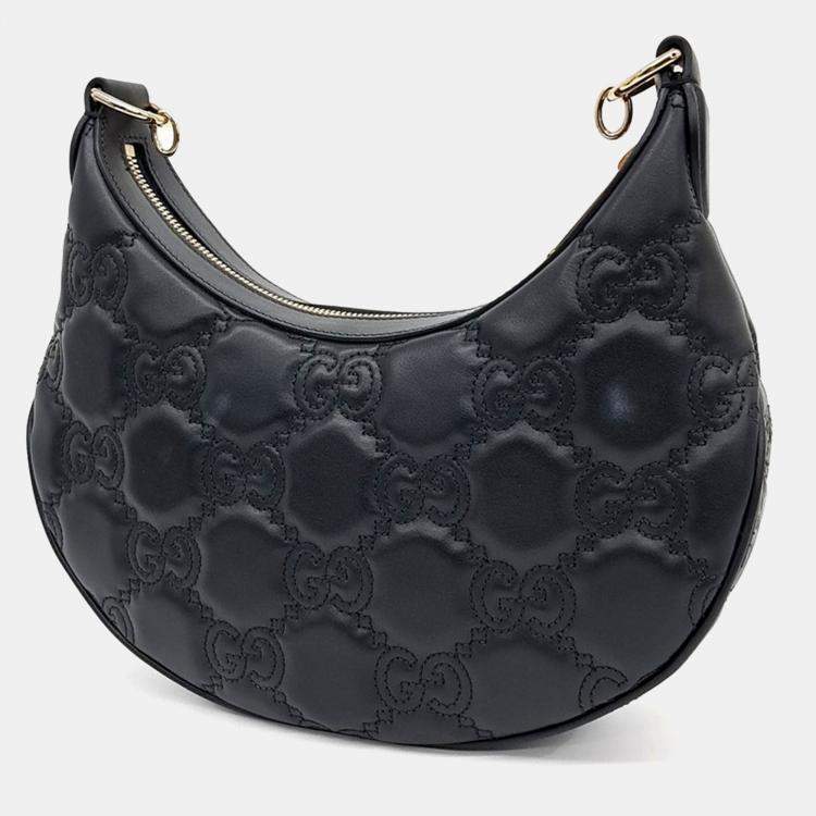 Pre Owned Gucci Black Leather GG Matelasse Small Shoulder Bag