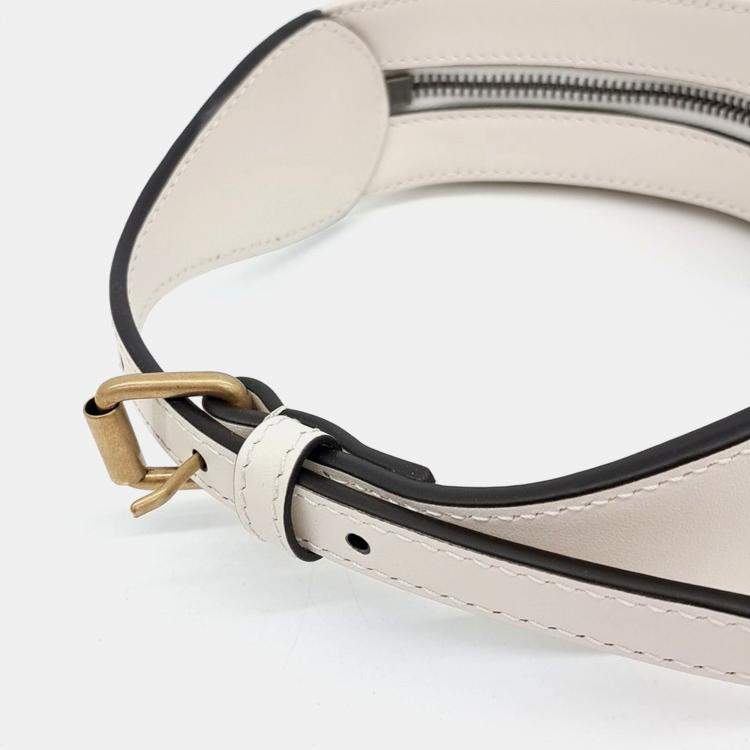 Pre Owned Gucci White Leather Marmont Half Moon Mini Shoulder Bag