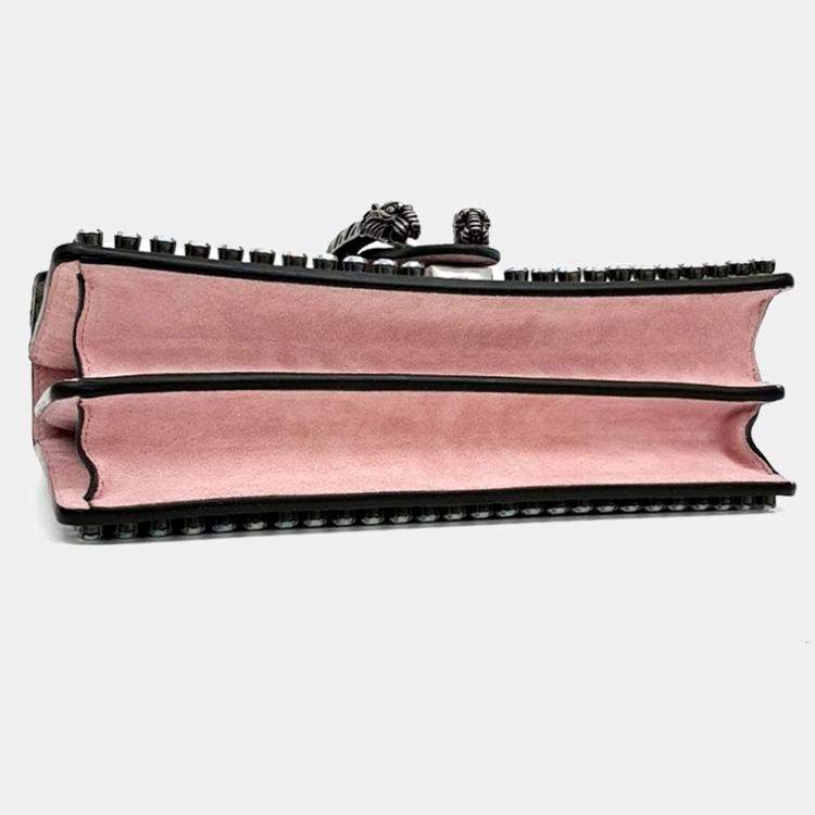Pre Owned Gucci Beige Pink Canvas and Leather Dionysus Chain Shoulder Bag