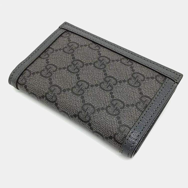Pre Owned Gucci Grey Canvas Ophidia Card Holder