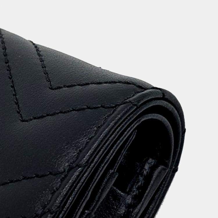 Pre Owned Gucci Black Leather Marmont Half Wallet