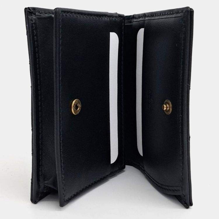 Pre Owned Gucci Black Leather Marmont Half Wallet