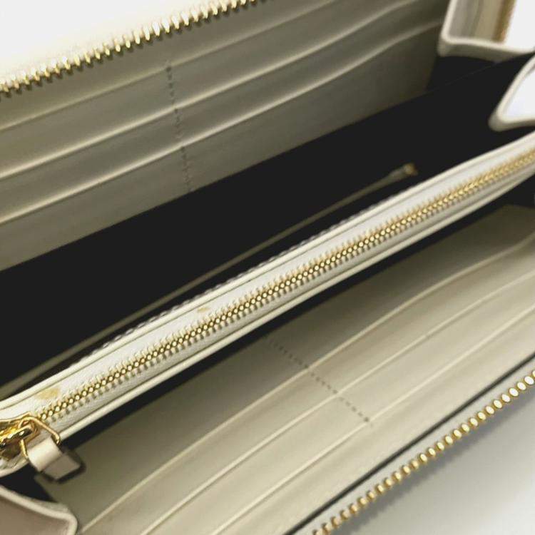 Pre Owned Gucci Beige White Canvas Horsebit Long Wallet