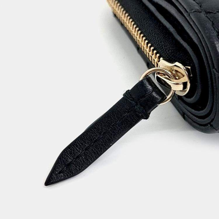 Pre Owned Gucci Black Leather Marmont Half Wallet
