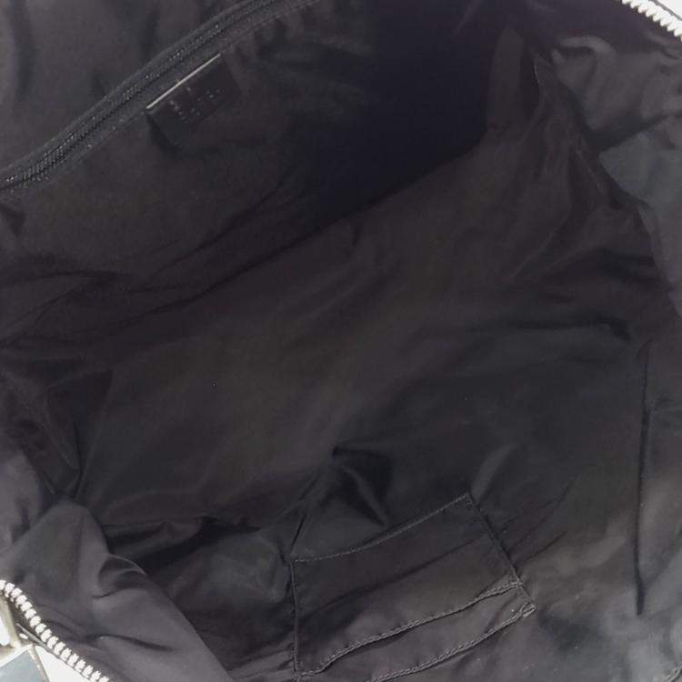 Pre Owned Gucci Black Fabric Web Tote Bag