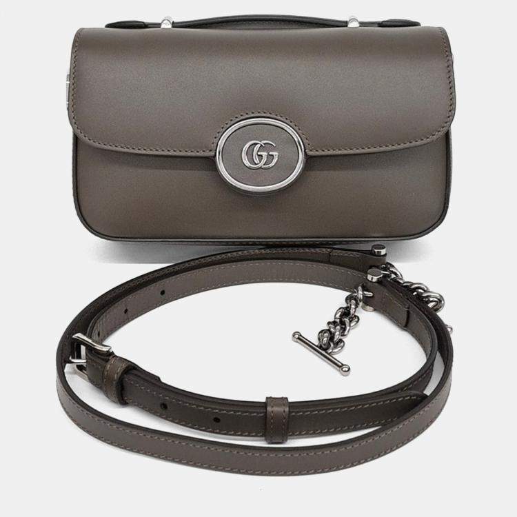 Pre Owned Gucci Brown Leather Petite GG Mini Shoulder Bag