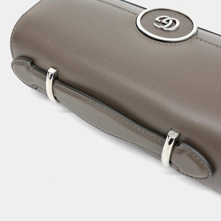 Pre Owned Gucci Brown Leather Petite GG Mini Shoulder Bag