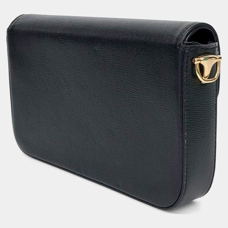 Pre Owned Gucci Black Leather Horsebit 1955 Mini Chain Shoulder Bag
