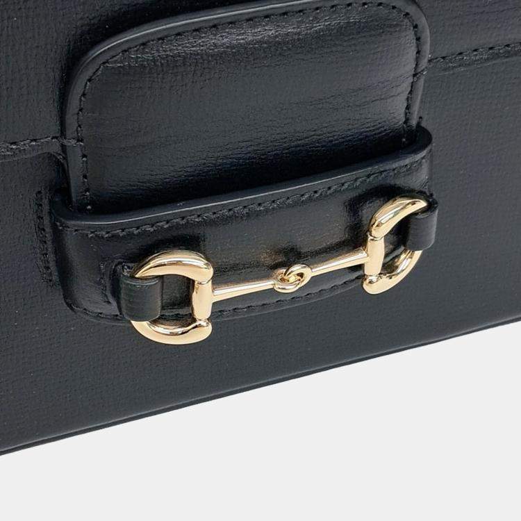 Pre Owned Gucci Black Leather Horsebit 1955 Mini Chain Shoulder Bag