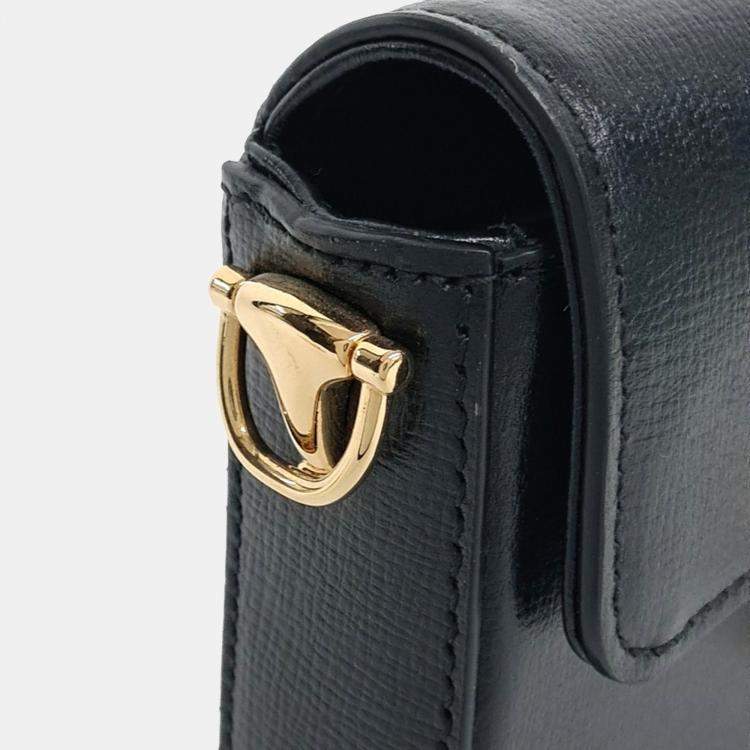 Pre Owned Gucci Black Leather Horsebit 1955 Mini Chain Shoulder Bag