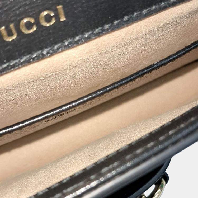 Pre Owned Gucci Black Leather Horsebit 1955 Mini Chain Shoulder Bag