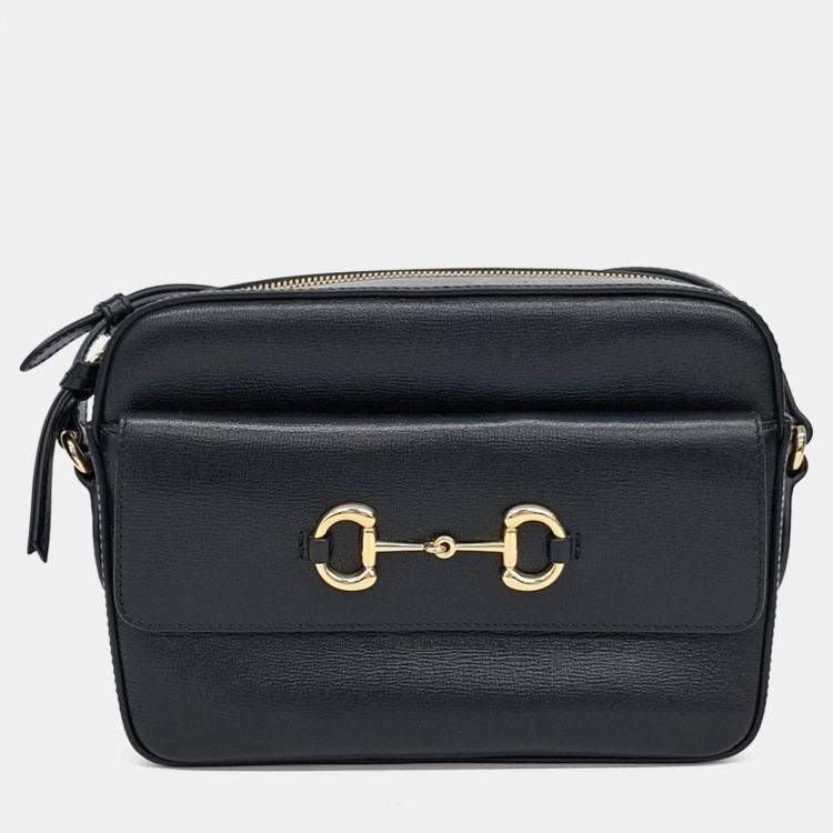 Pre Owned Gucci Black Leather 1955 Horsebit Small Crossbody Bag