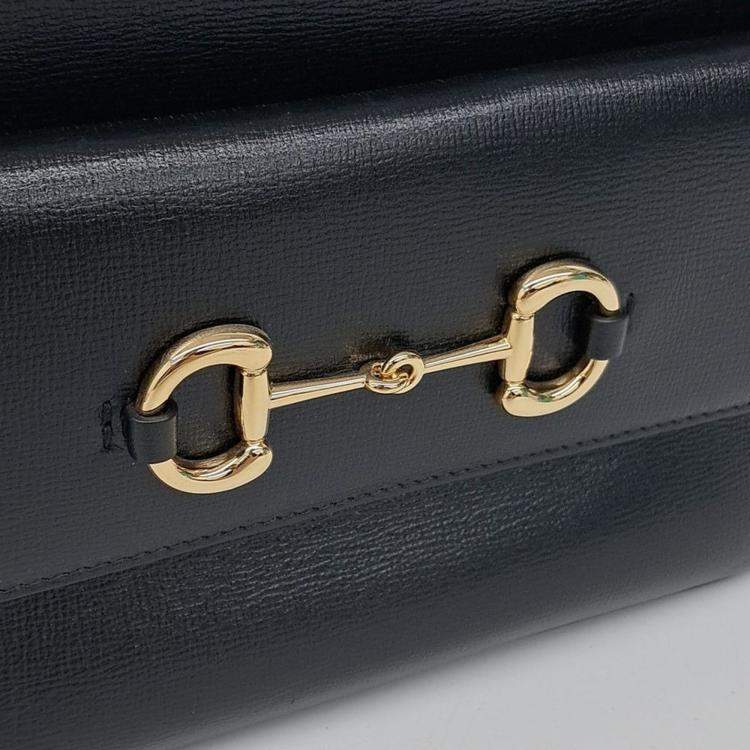 Pre Owned Gucci Black Leather 1955 Horsebit Small Crossbody Bag