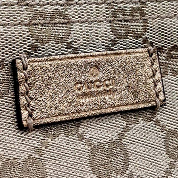 Pre Owned Gucci Beige Canvas Jacquard Tricolor Tote Bag