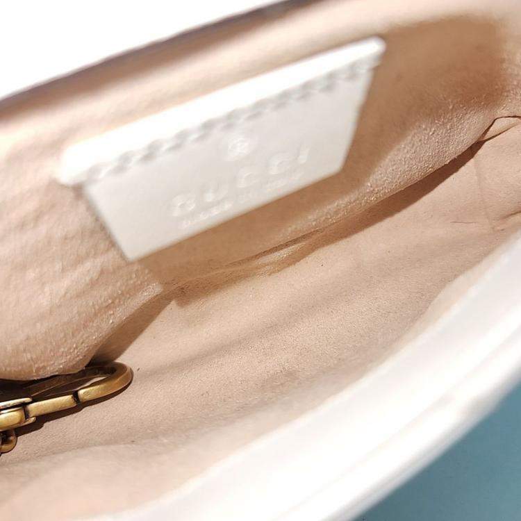 Pre Owned Gucci Cream Leather Matrasse Super Mini Crossbody Bag