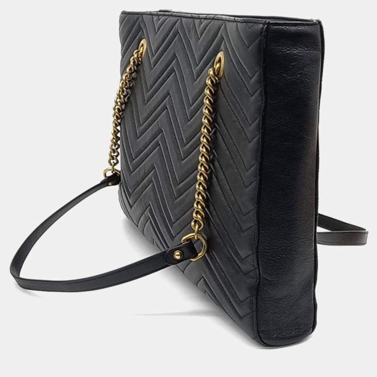 Pre Owned Gucci Black Leather Medium Matelasse Shoulder Bag