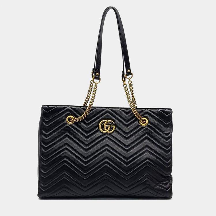 Pre Owned Gucci Black Leather Medium Matelasse Shoulder Bag
