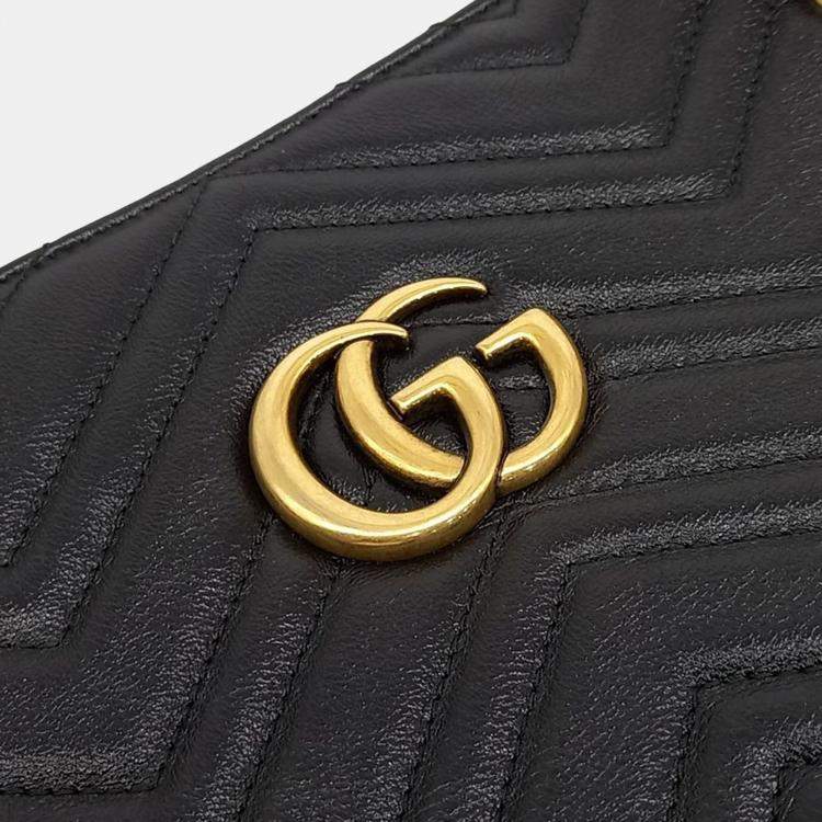 Pre Owned Gucci Black Leather Medium Matelasse Shoulder Bag