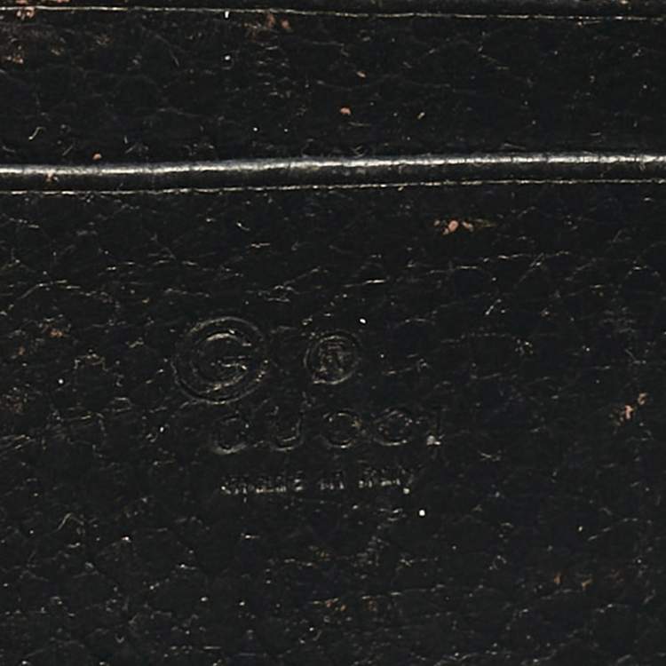 Pre Owned Gucci Black Leather Interlocking G Dollar Chain Wallet