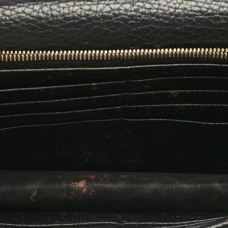 Pre Owned Gucci Black Leather Interlocking G Dollar Chain Wallet