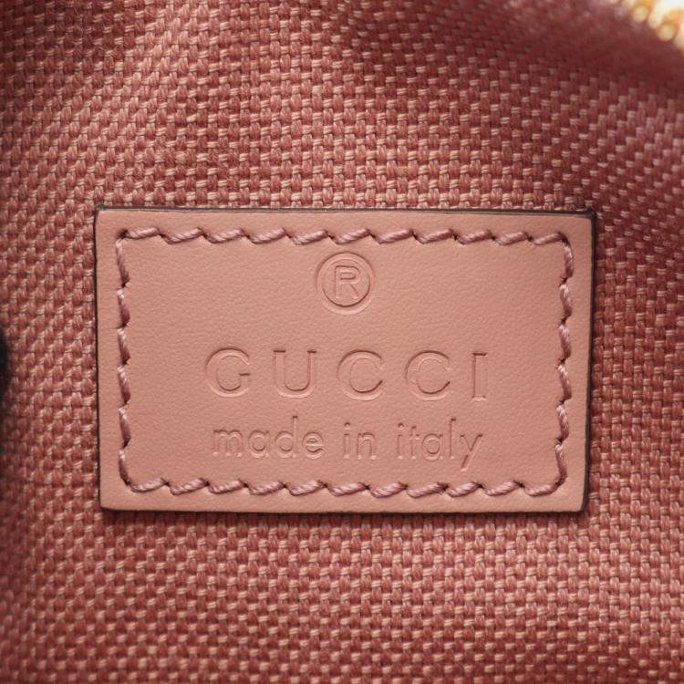 Pre Owned Gucci Pink Super Mini Jumbo GG Embossed Leather Gilbert Top Handle Bag