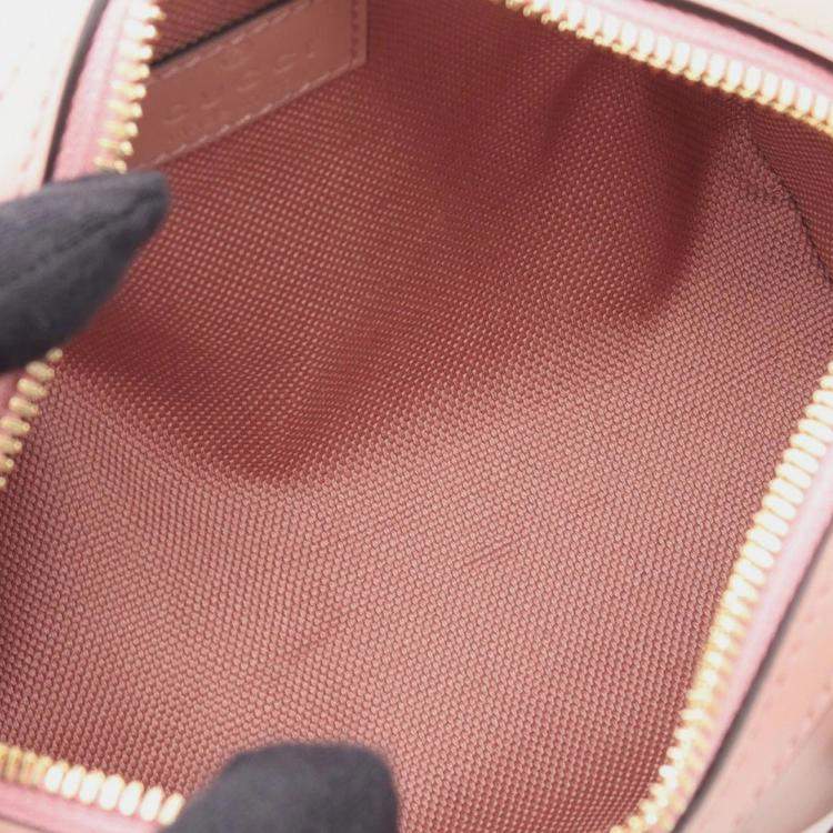 Pre Owned Gucci Pink Super Mini Jumbo GG Embossed Leather Gilbert Top Handle Bag