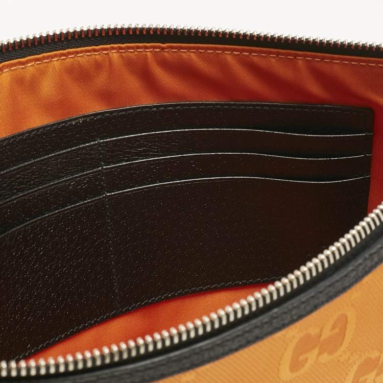 Pre Owned Gucci Orange Jumbo GG Nylon Off The Grid Clutch