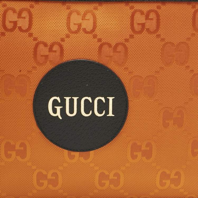 Pre Owned Gucci Orange Jumbo GG Nylon Off The Grid Clutch